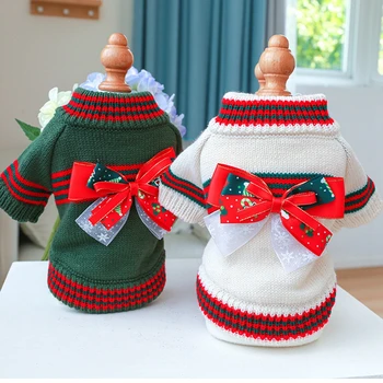 17 Styles Winter Pet Clothes Dress Wool Christmas Skirt Cute Small Dog Holiday Suit Cat Warm Suit Yorkshire Chihuahua Bulldog 2