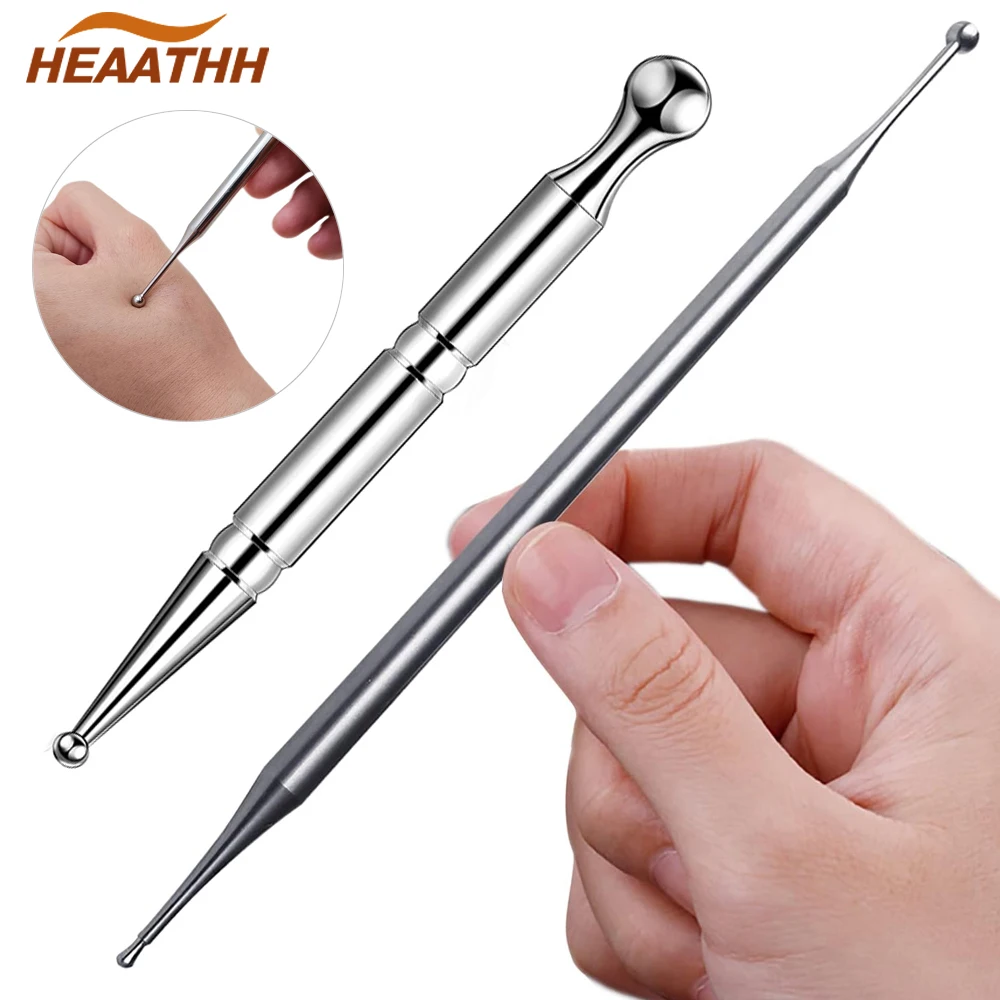 1Pcs Acupuncture Pen Dual Head Ear Body Point Probe Tip Acupressure Stainless Steel Facial Reflexology Massage Tool Probe Pen acupuncture probe set ht307