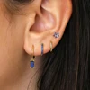4pcs Fashion Colorful Zirconia Chain Earrings Set for Women Two Hole Round Circle Curvy Gold Color Hoop Earring Wedding Jewelry 3