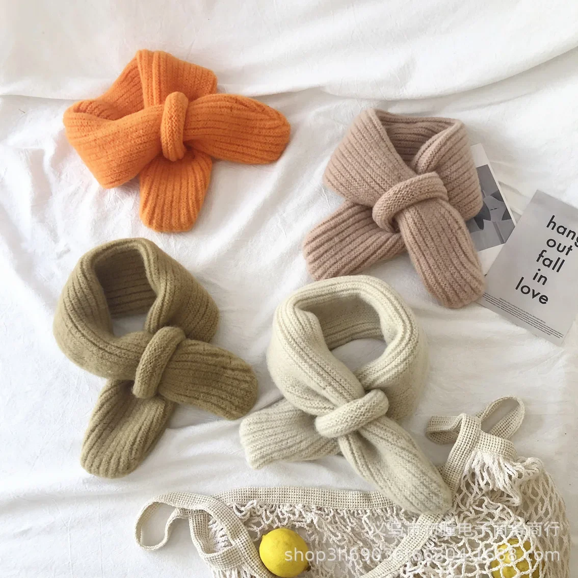 

baby warm wool neck The same candy color children's knitted scarf neck set in South Korea autumn and winter all match