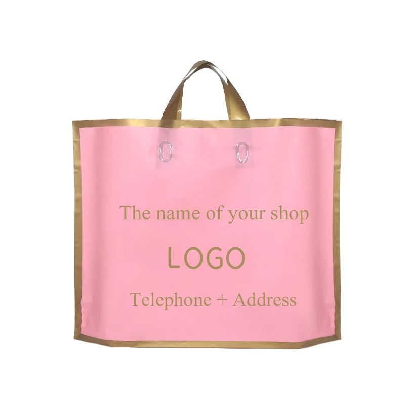 50pcs Customized Plastic Bag For Shopping Packaging Printed LOGO Gift Bag Wholesale Business Cloth Tote Bag(Printing Fee Is Extr 4