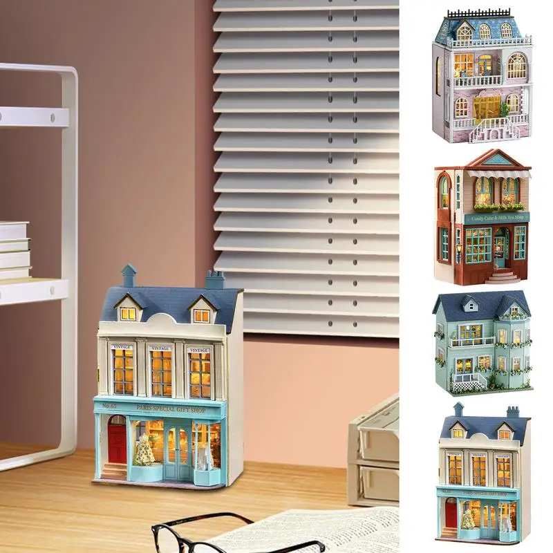 

Diy Мини Деревянный кукольный домик с мебелью, искусственный кукольный домик, миниатюрные предметы, домашние игрушки для девочек, подарки на день рождения