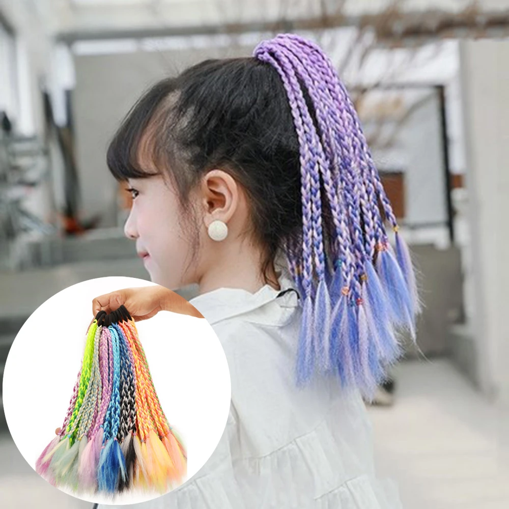 

Thicker Wig Ponytail Hair Ropes Kids Twist Braid Rope Headdress Colorful Hair Braider Elastic Hair Band Rubber Hair Accessories