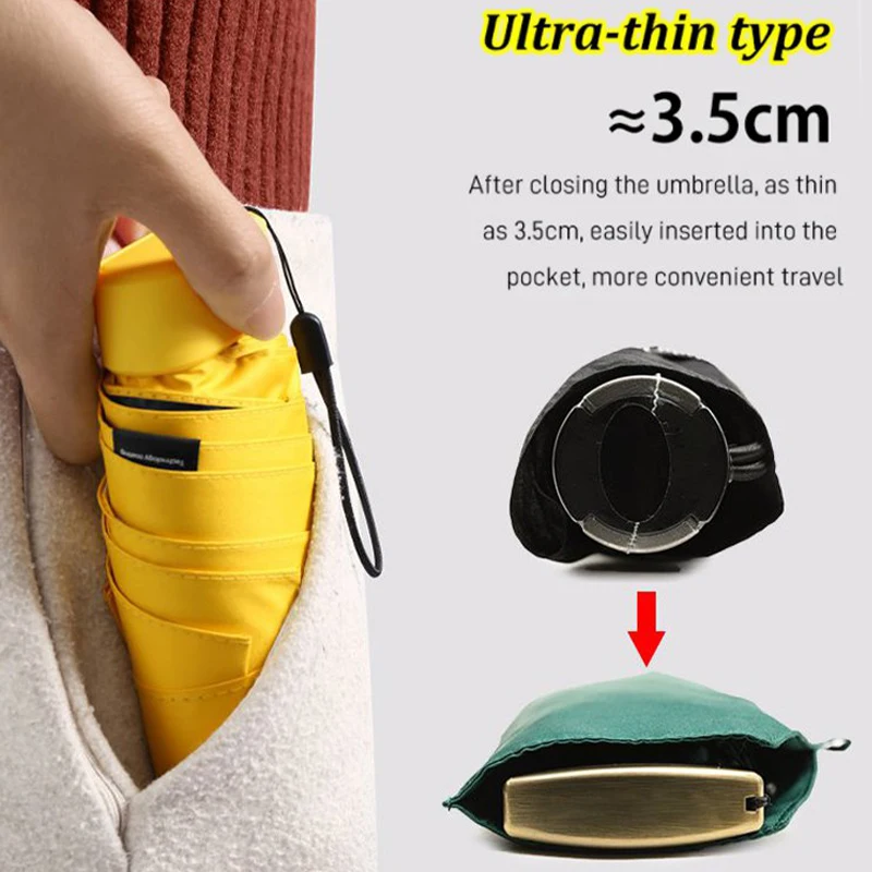 Mini Umbrella Sun Umbrella Mini Pocket Women's Ultralight Rain Sun Girls Anti UV Portable Folding
