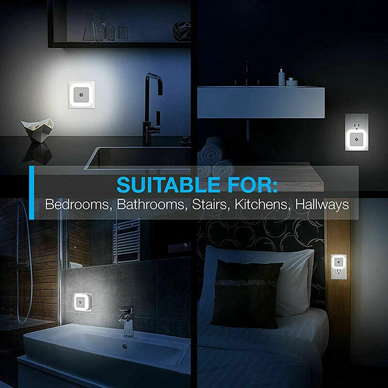 3d night light 2/4pcs Square LED Night Light EU Plug Sensor Control Socket Day Night Sensor Wall Light Stair Lamp for Living Room Dormitory red night light