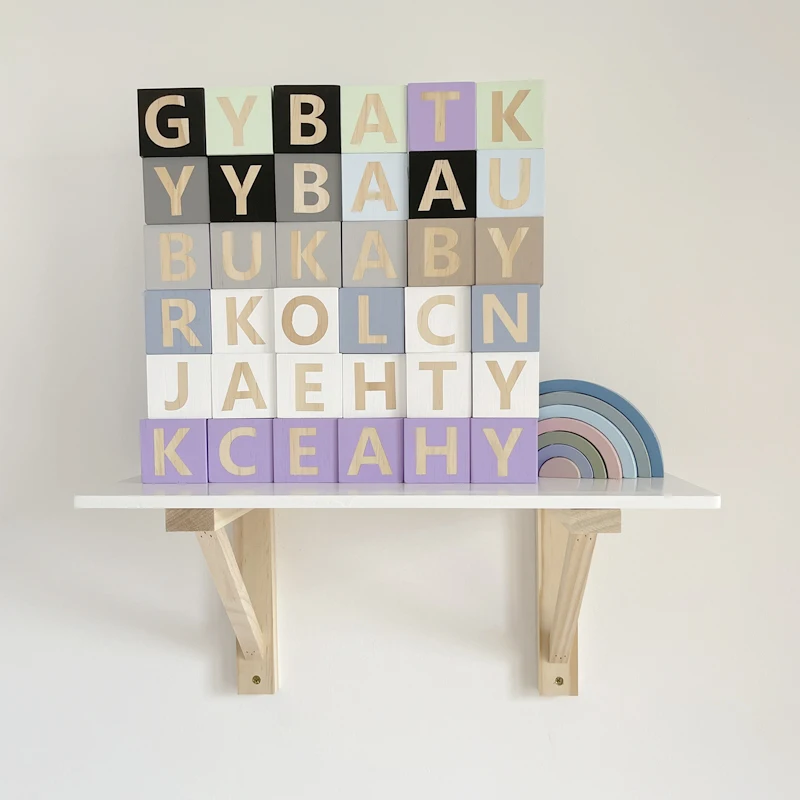 Wooden Letter Decor Nordic Wooden Alphabet Letters Decoration Wood ABC Cubes Kids Learning Toys DIY Baby Name Blocks Newborn Photography Props