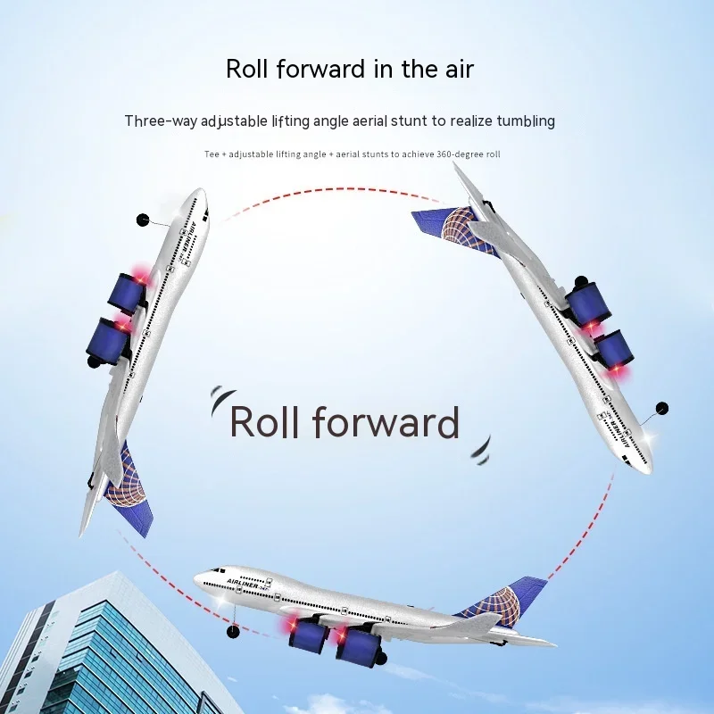 QLQ 리모컨 A380 747 고정익 EPP 폼 항공기 2.4GHz 3채널 글라이더 LED 손으로 던지는 장난감 선물