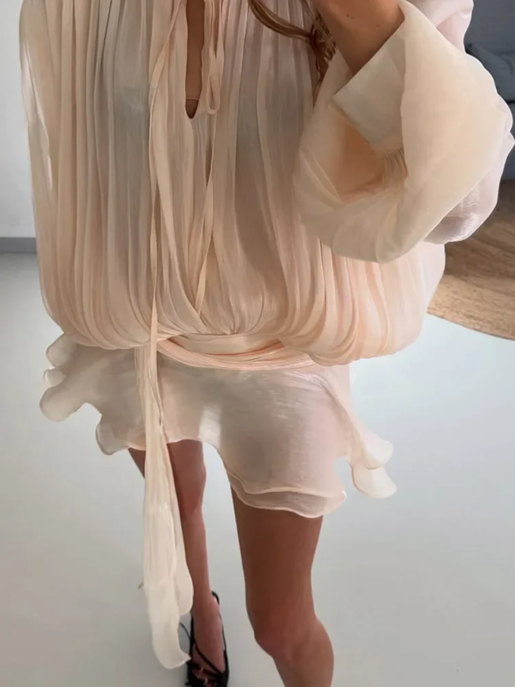 Chic 2025 Women White Mini Dresses Patchwork Layered A-line Bubble Flared  Sleeve Party Outfit Vestido Casual Dinner Lady Fashion - AliExpress  200000345