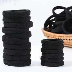 Set of 50/100 Black High - Elastic Hairbands - Premium Rubber Ponytail Holders and Scrunchies - 50pcs (Black)