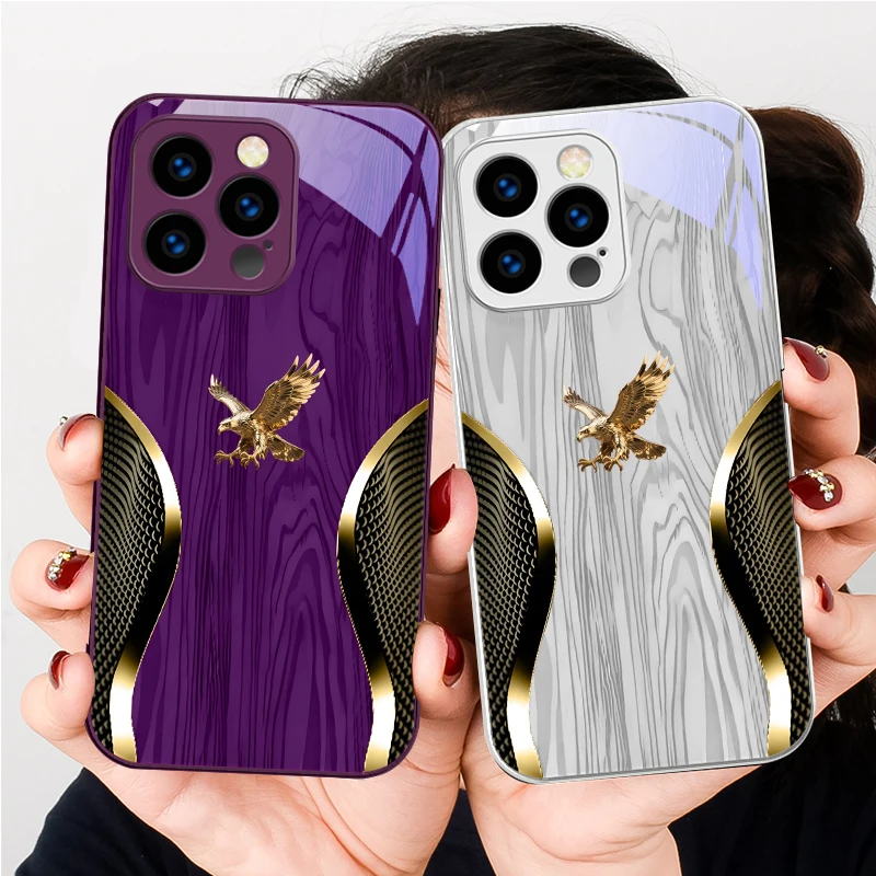 Noble Golden Eagle Ring Design Tempered Glass Phone Case