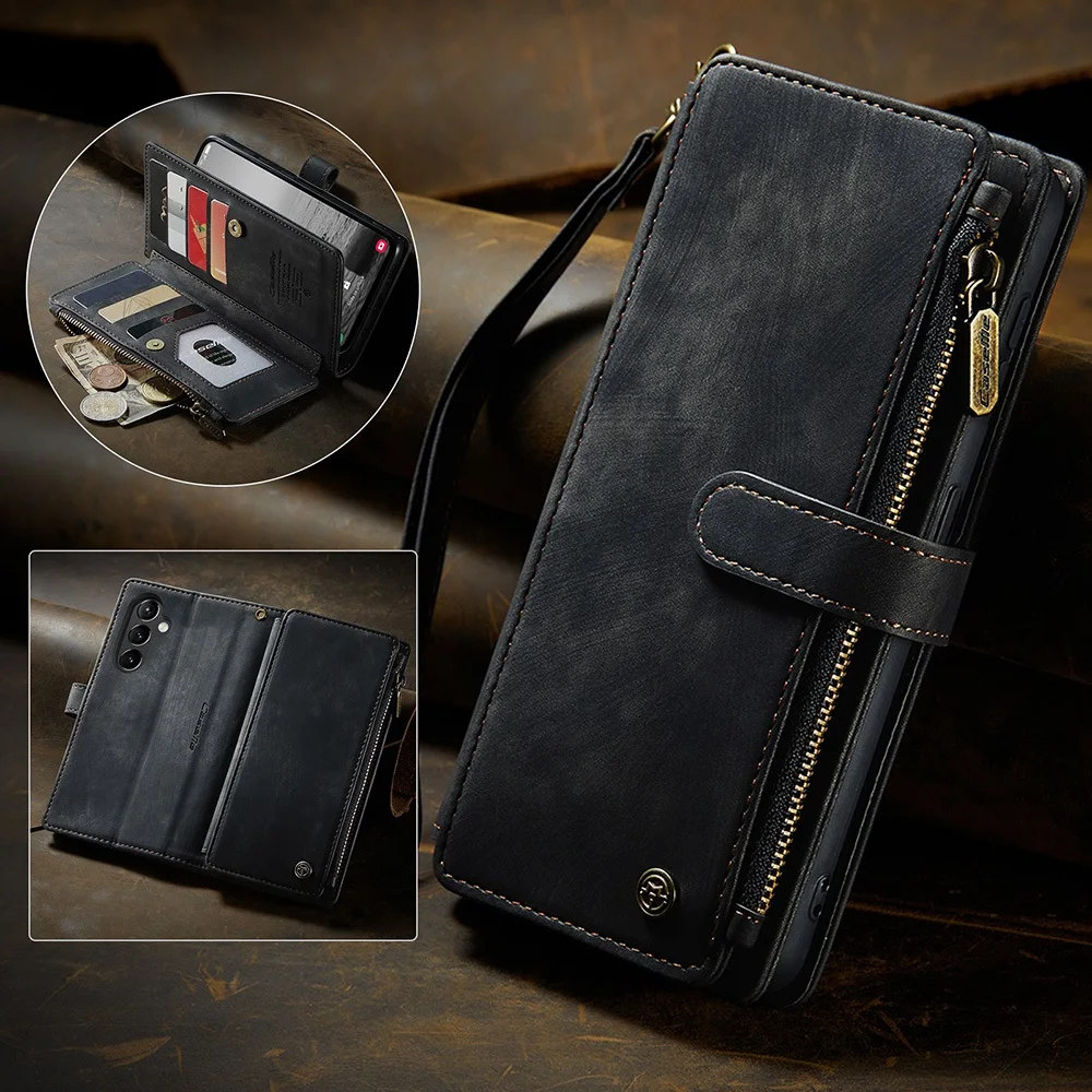 Sleek Matte Leather Wallet Flip Cover