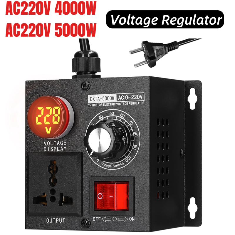 AC220V 4000W/5000W Stepless Voltage Regulator Portable Variable Monophase Voltage Controller Temperature Speed Light Adjuster