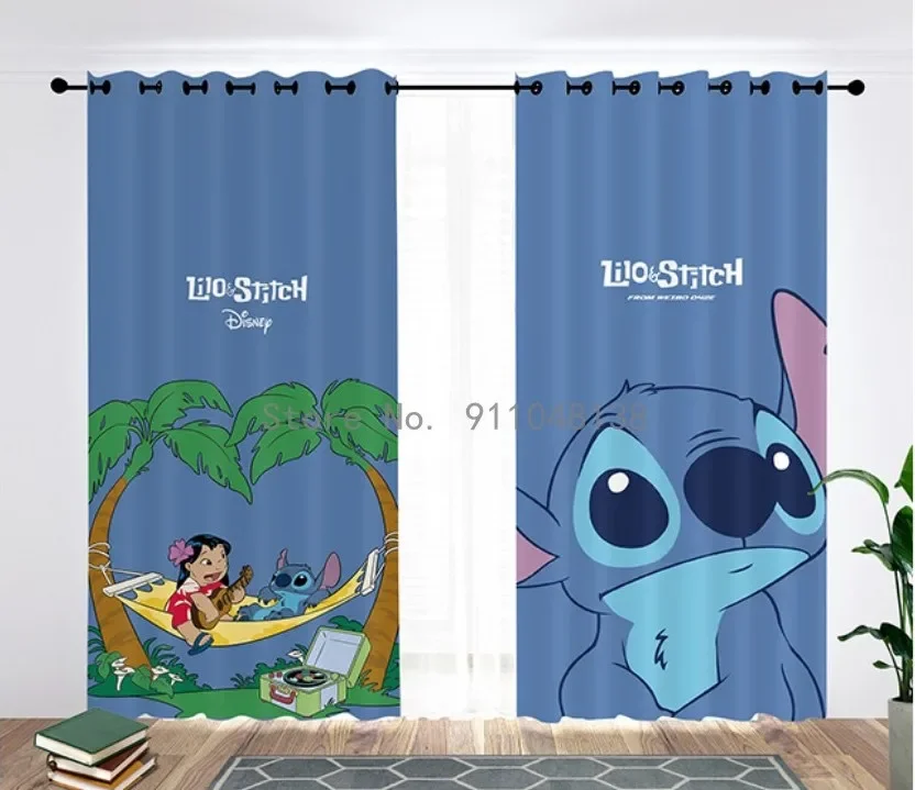 귀여운 디즈니 Lilo & Stitch 3D 암막 커튼, 침실 거실 홈 장식, 어린이, 소녀, 소년, 생일 선물
