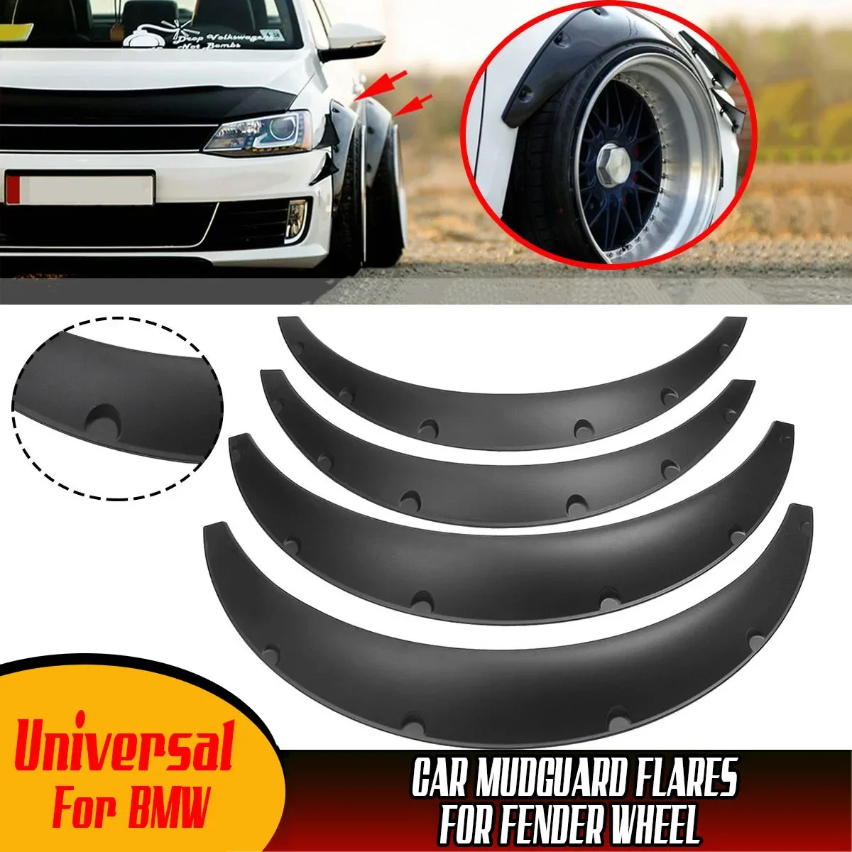 

Universal Car Mudguard Flares For Fender Wheel Flexible Durable For BMW E90 E91 E92 E93 E80 E81 E82 E87 E88 E36 E39 E46 E60 E61