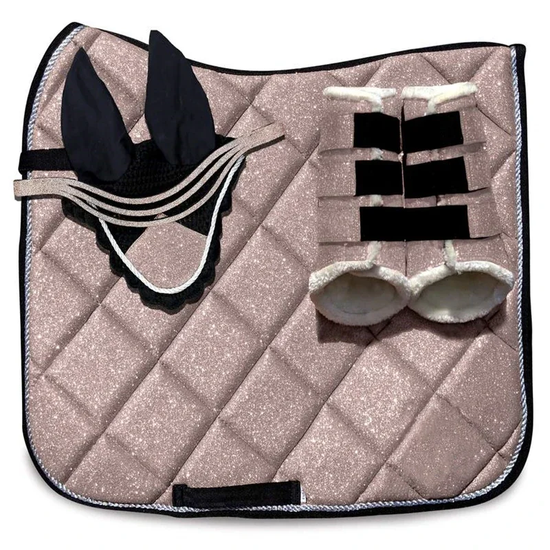 Shiny Saddle Pad Set, Horse Boots, Medicine Bell, Boots Sheet, equestrian Fly Mask, Dressage