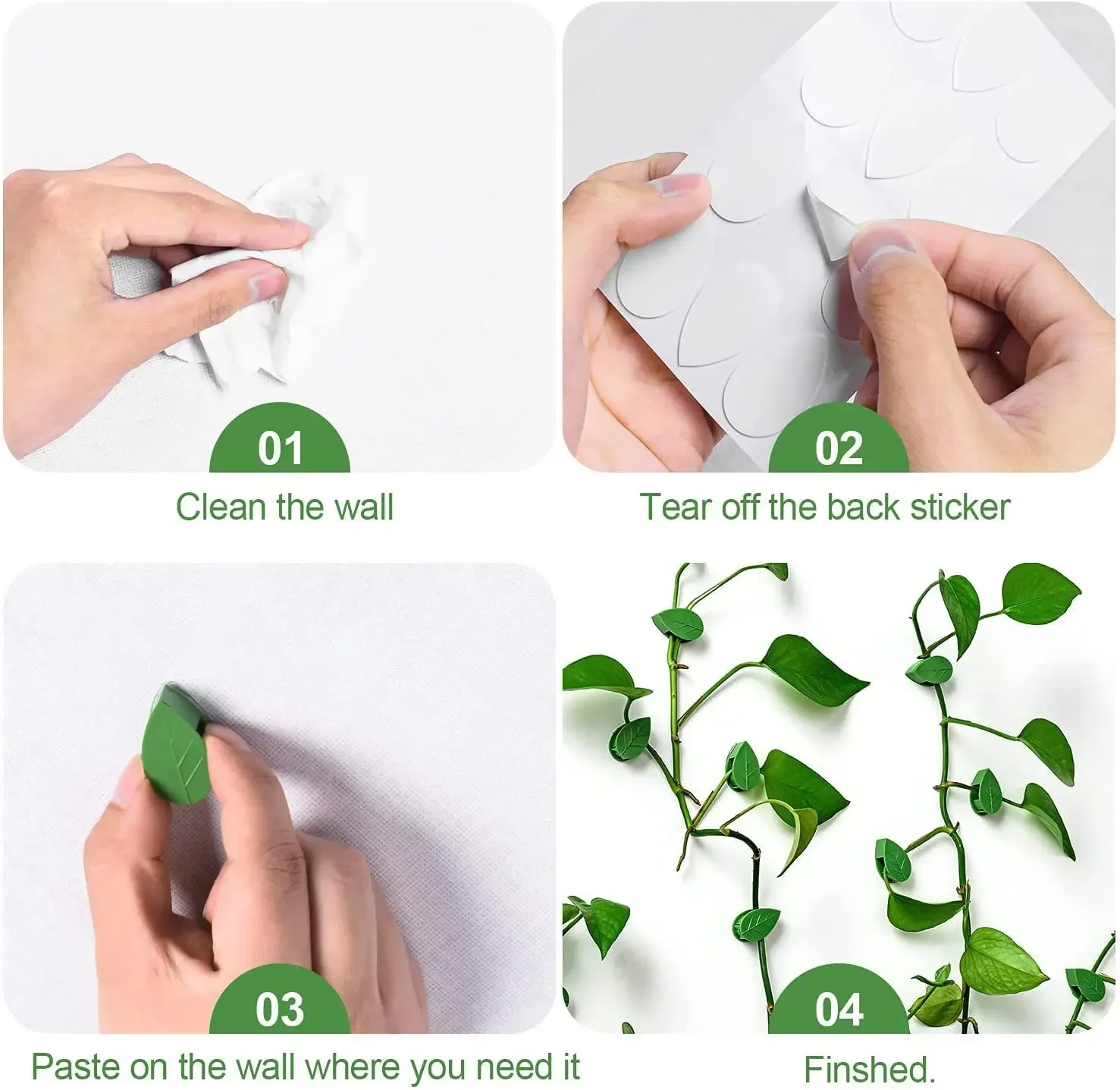 20-40PCS Plant Climbing Artifacts Fixing Clip Leaf Shape Self-Adhesive Invisible Garden Hook Support Climbing Plants plant support clip