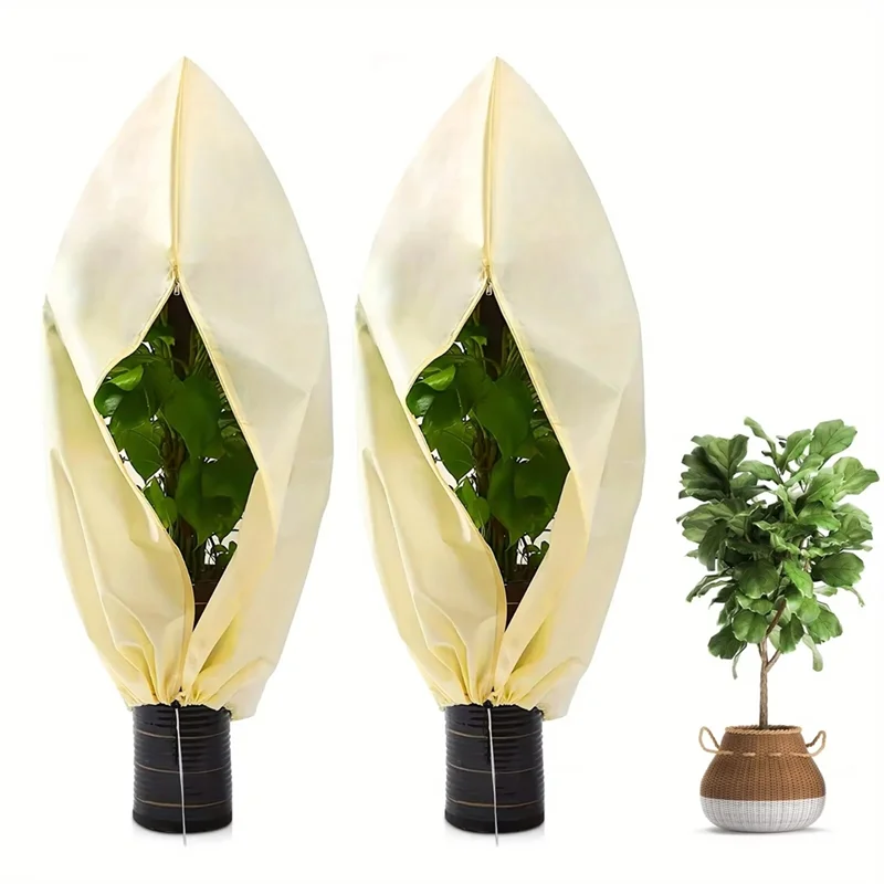 AEE4-2Pc 80X120cm 식물 커버에 대한 동결 방지 가방 지퍼 드로우 스트링 통기성 정원 식물