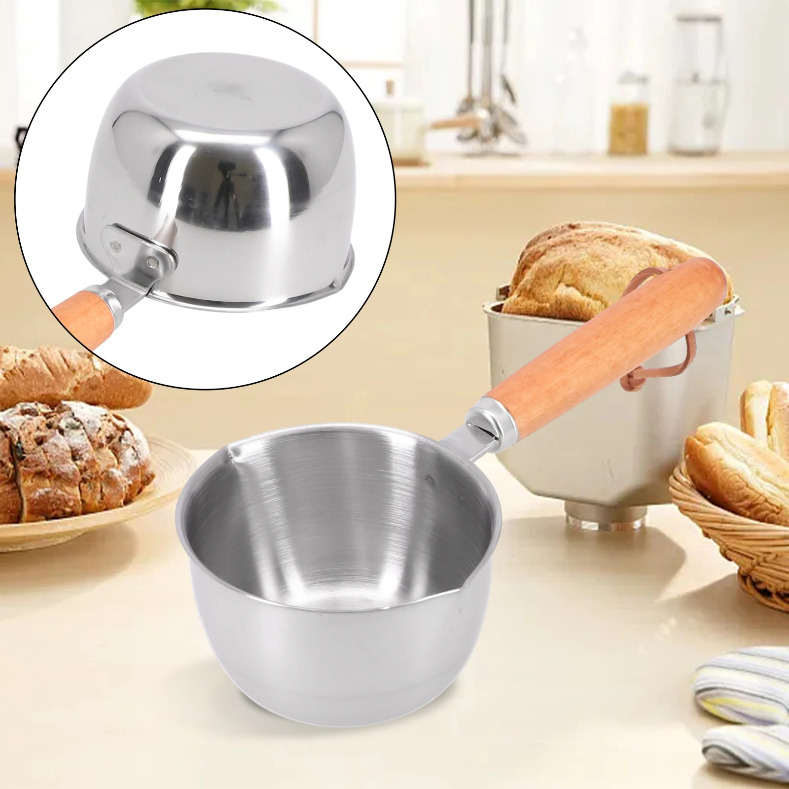 

Stainless Steel Hot Oil Pan Hot Sauce Small Pot Cooking Butter Melting Pot Household Multi-purpose Pot Bar Supplies