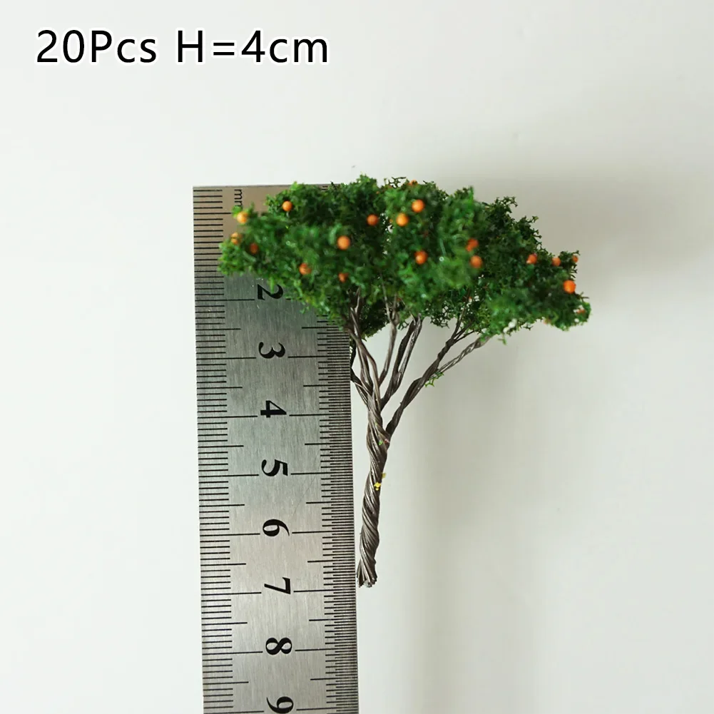 4cm Fruit Tree Model Green Artificial Tree Train Railroad Landscape Scene Layout Garden Decoration Crafts 20Pcs miniature tree ornament model tree ornament