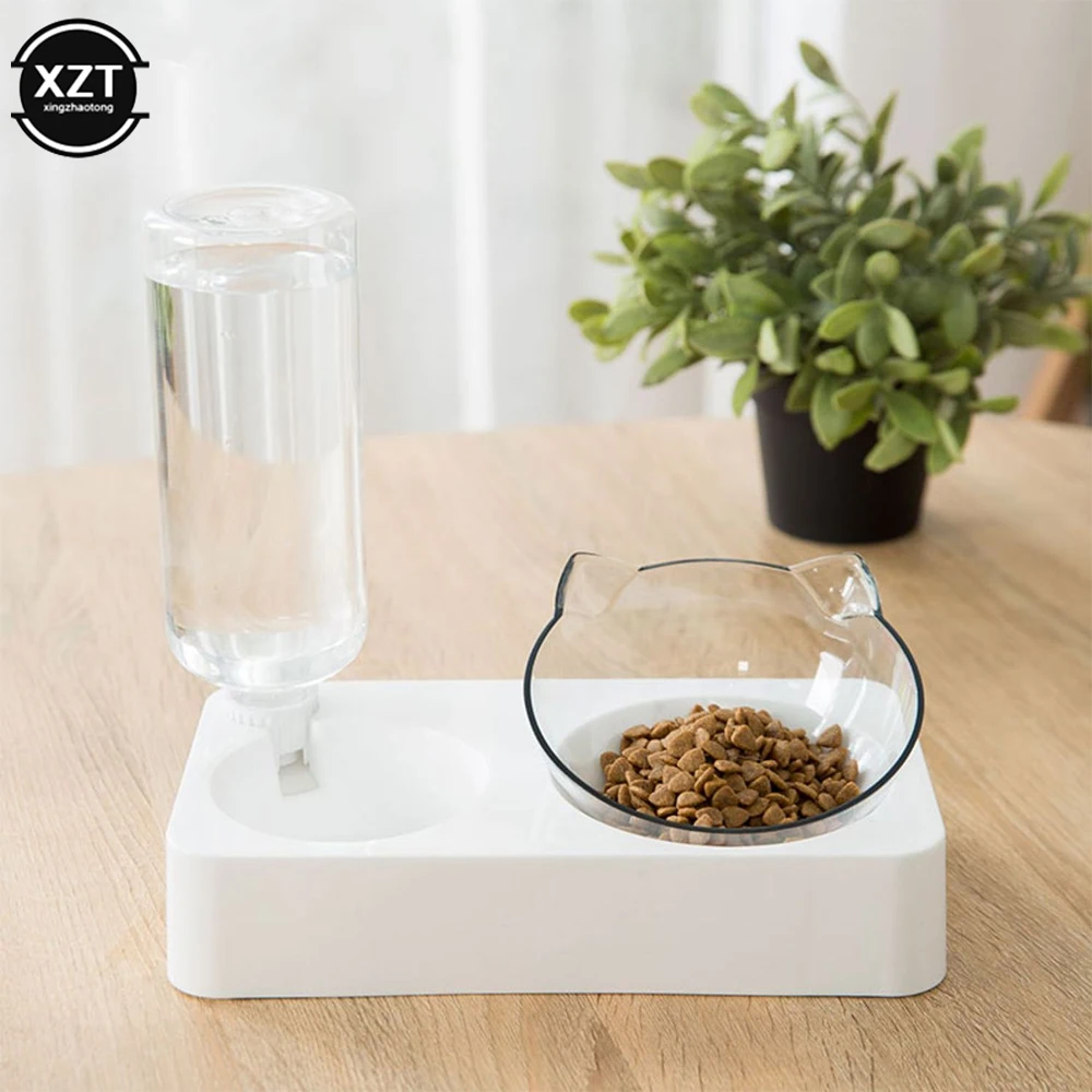 

Pet Dog Cat Food Bowl Automatic Water Feeder Water Dispenser Double Bowl Drinking Raised Stand Plastic Dish Bowls Pet Supply