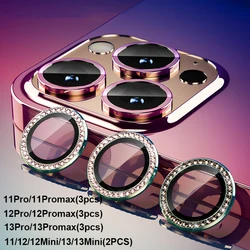 Diamond Glitter Lens Protector with Tempered Glass and Metal Ring - iPhone 13 Mini (Diamond Colorful)