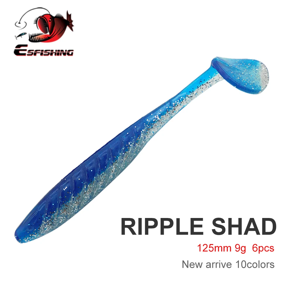 

ESFISHING новая качественная приманка Ripple Shad 125 мм T Tail Jigging Lure Pesca искусственная рыболовная Мягкая приманка