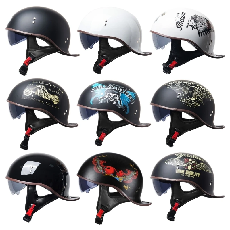 

Baseball Cap Helmet Motorcycle Vintage Retro Helmets Summer Open Face Scooter Chopper Gangster for Men Kid Drop Shipping