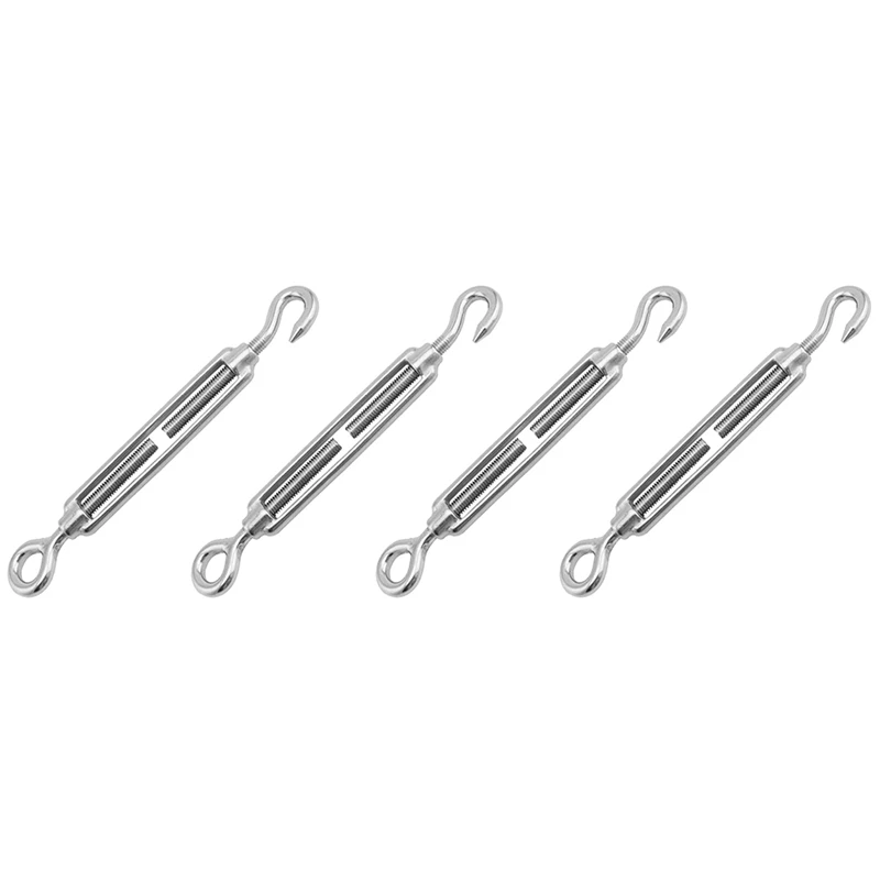턴버클 텐셔너 나사 직경 5mm 실버 후크 아이 와이어 로프 텐셔너 1 세트