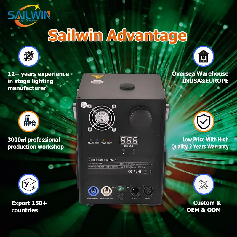 650W 무대 조명 DMX512 무선 콜드 스파크 파이어 머신 스파클러 장비 웨딩 클럽 파티 무대 조명 분수 효과