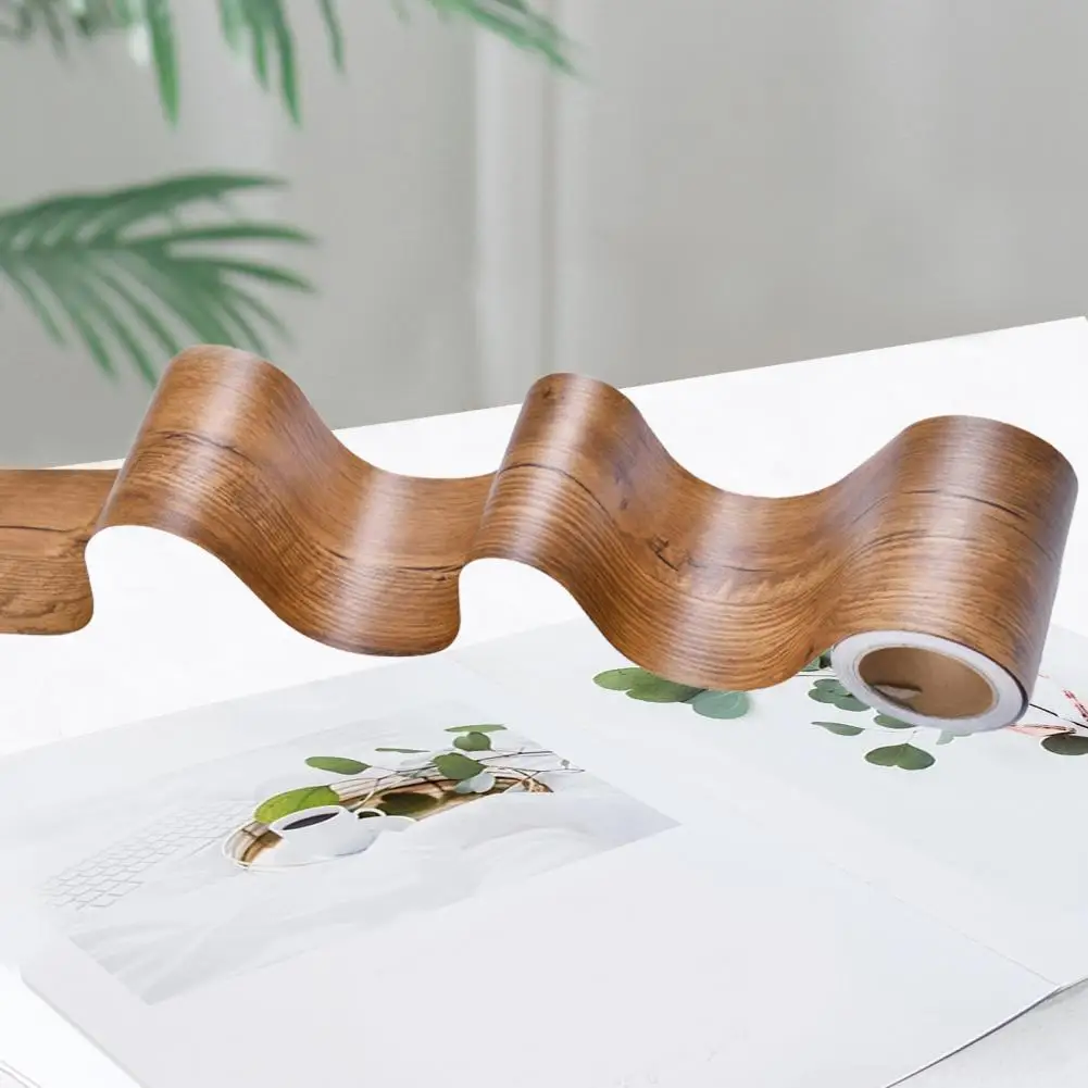 Easy to Clean Wood Grain Tape Wood Grain Border Sticker Self-adhesive Peel-and-stick Mirror Frame for Kitchen Bathroom Wall