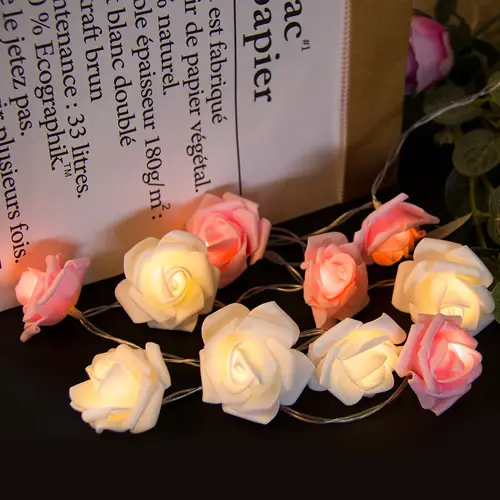 Rose String Lights Battery Operated Flower Garland Fairy Lights Valentine Wedding Party Decoration Christmas Home Decor Lights - Image 4
