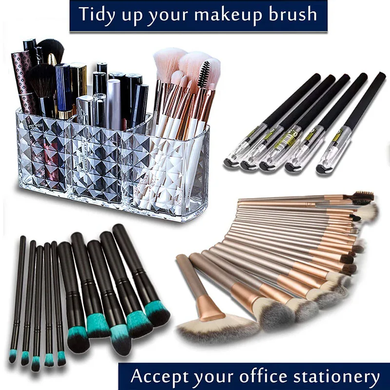 Description Picture 2 of itemAcrylic Cosmetic Storage Box Makeup Brush Holder Organizer Lipstick Eyebrow Pencil Bathroom Storage Display Stand Diamond