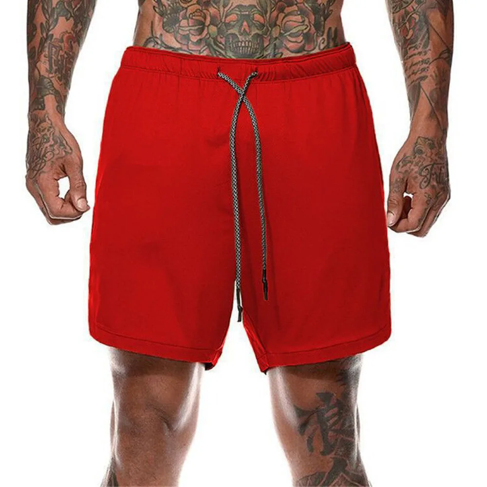 Mens Camo Print Double Layered Sporty Running Shorts