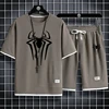 Summer Men's Spider Print T-shirt + Shorts Suit Casual Two-piece Waffle Sportswear 2024 Fashionable and Comfortable Suit M-3XL 1