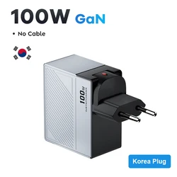 High - Power 100W GaN Fast Charger with USB - C and USB Ports - Korean Plug