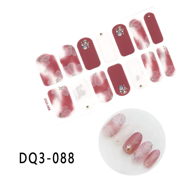 Korean Fashion Colorful 3D Glitter Sequins Nail Art Stickers Manicure DIY Nail Strips Wraps Solid Color DQ3-088