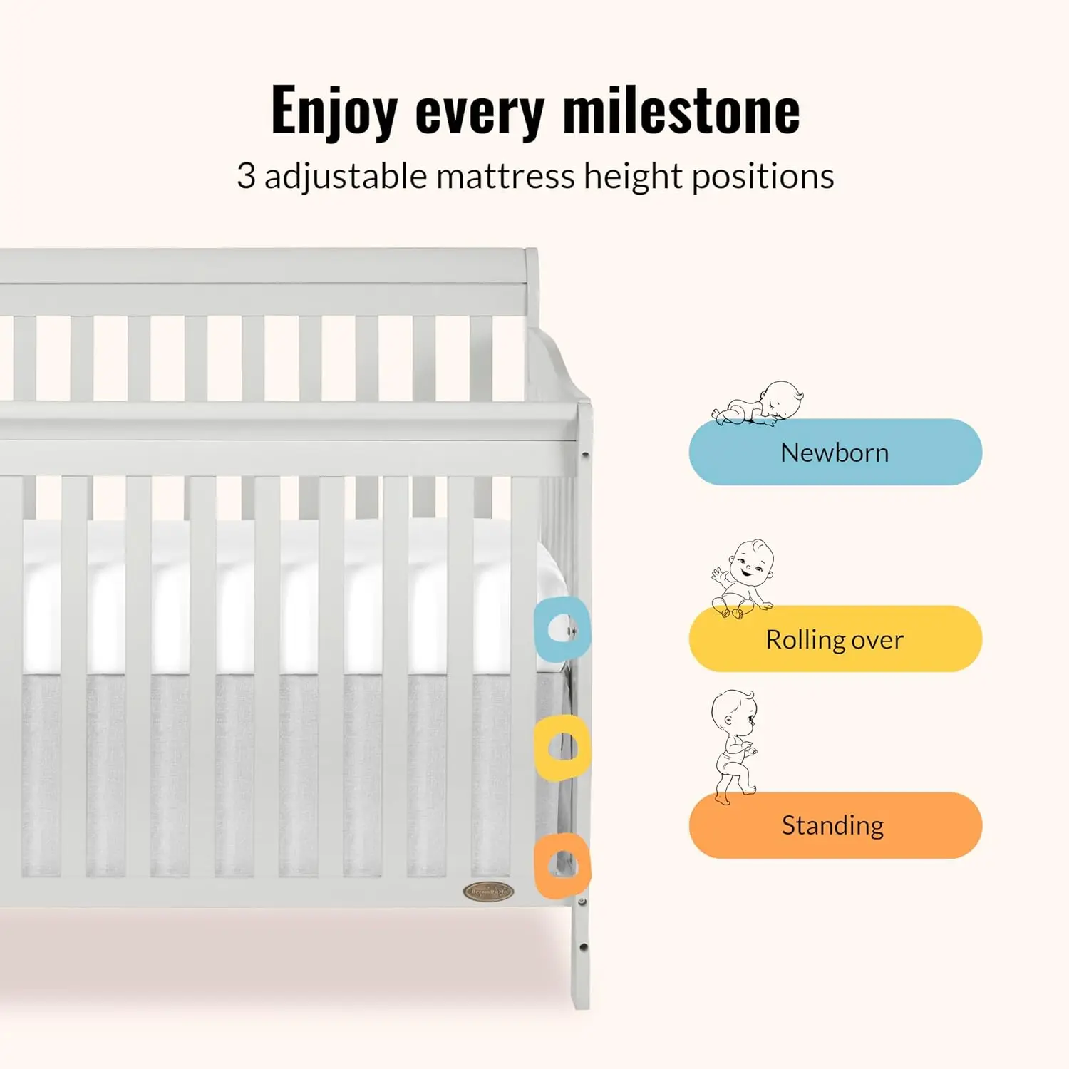 Ashton 4-In-1 Convertible Crib In Grey, Greenguard Gold, JPMA Certified, Non-Toxic Finishes, Features 4 Mattress Height Settings