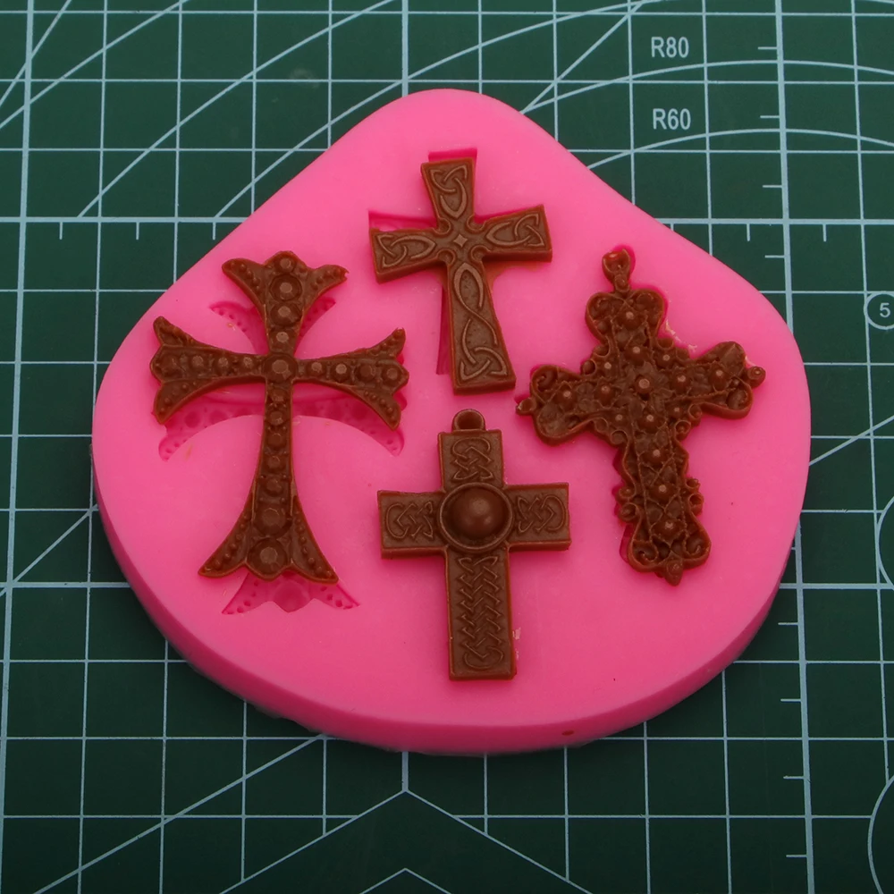 Angel Wings Food grade Fondant Cake Silicone Mold Happy Crosses Reverse forming Polymer Clay Chocolate Decoration Tools