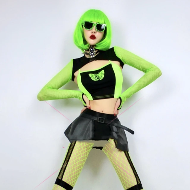2022 Gogo Dance Costume Women Jazz Hip Hop Clothing Green Kpop