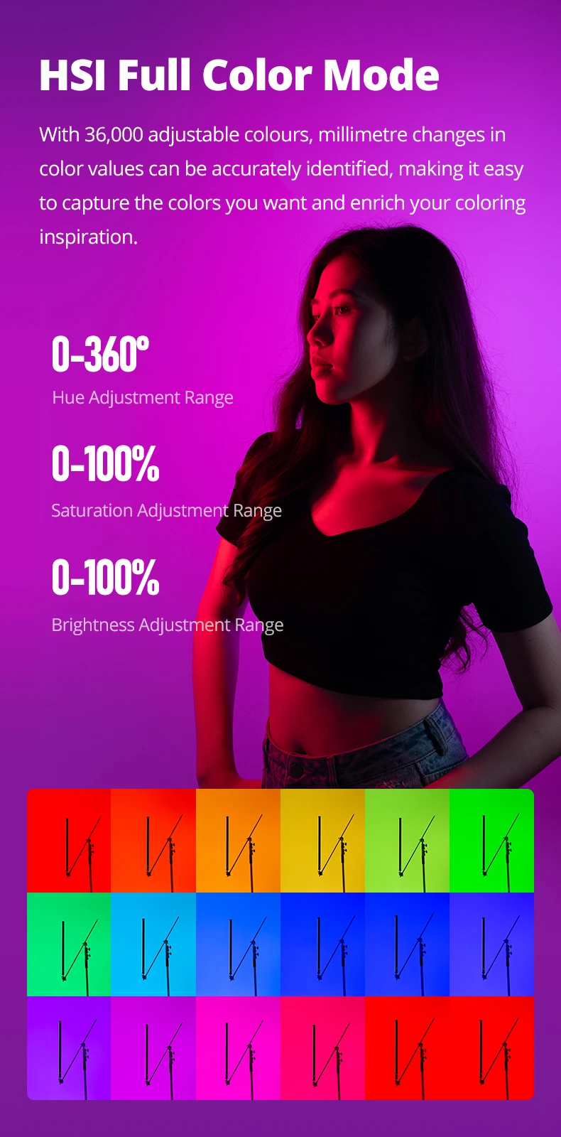 A2 plus 2500K-8500K RGB Tube Light Full Color LED Video Stick Light ,CRI 95+ TLC