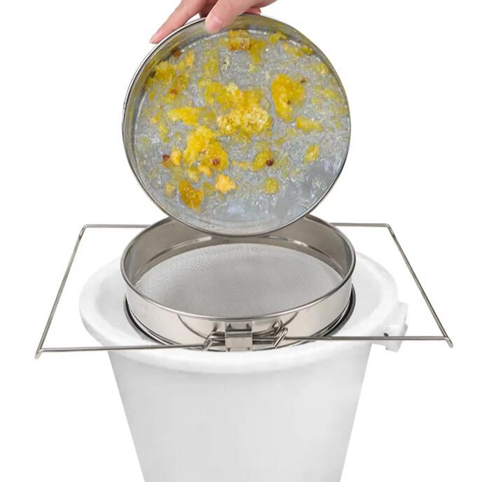 Double Sieve Honey Strainer Adjustable Easy to Use Rustproof Bee Keeping Extract Tools Beekeeping Tool Honey Debris Filter