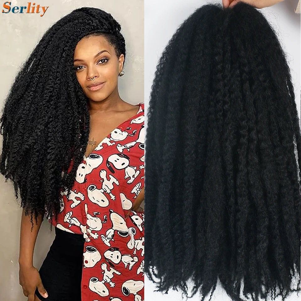 Marley Twist Braiding Hair Pre Stretched 1- 6 Packs Ombre Afro Kinky Curly Crochet Hair for Faux Locs Jumbo Marley Twists Hair 3