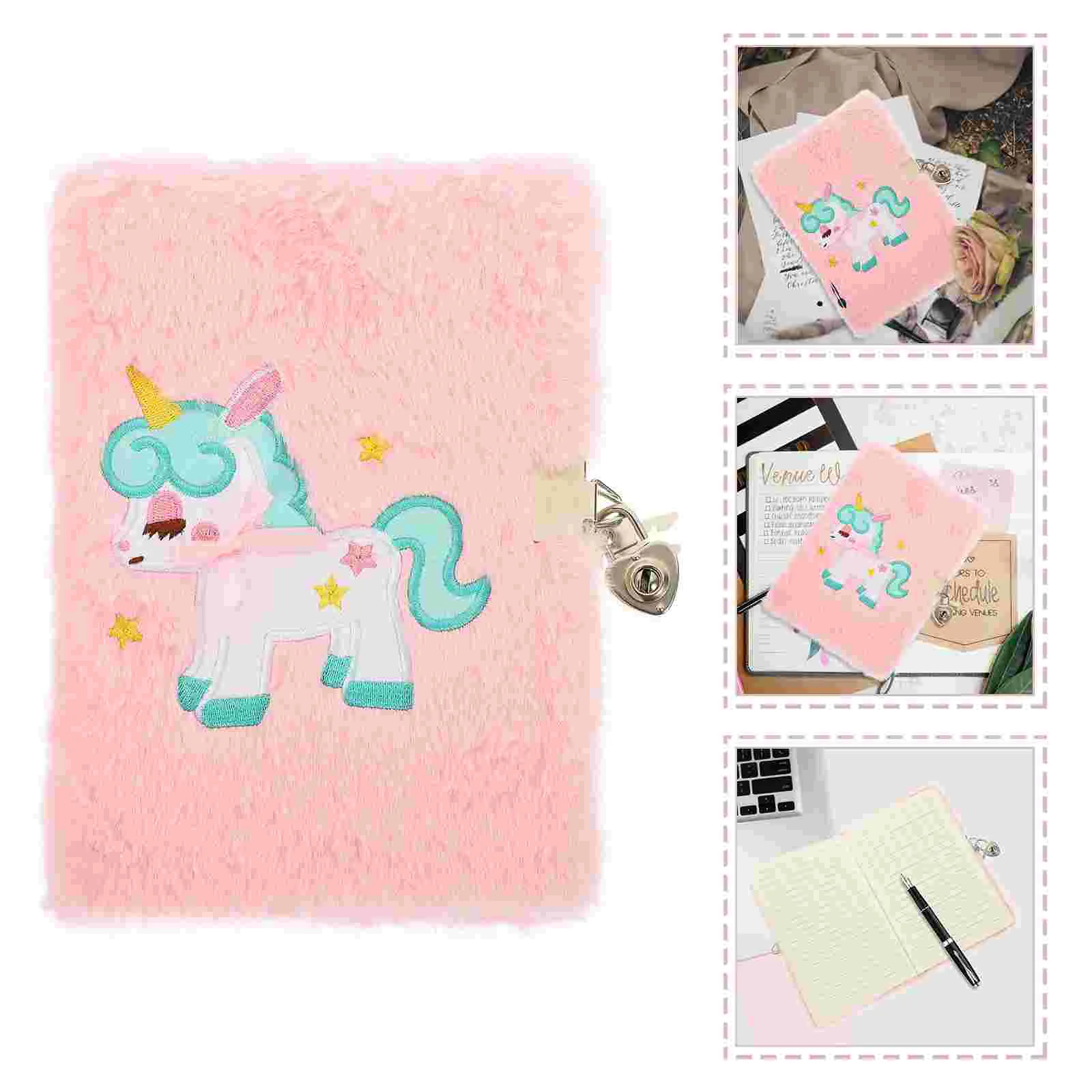 

Блокнот декоративный запираемый для студентов, блокнот с милым плюшем, блокнот А5 с единорогом