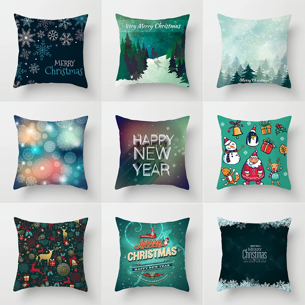 

Christmas theme tree decoration printed pattern cushion cover home living room sofa pillow