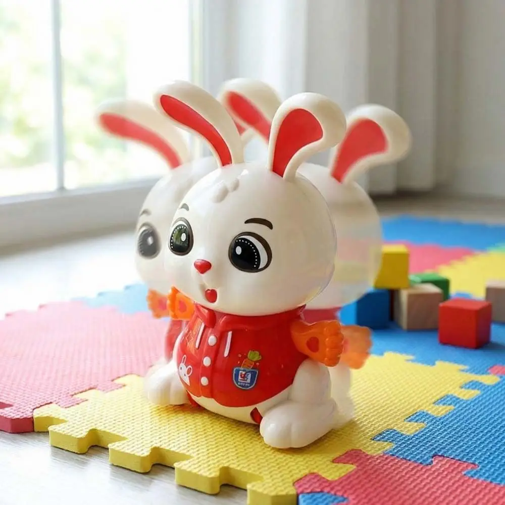 360 °   회전하는 토끼 전동 장난감, 화려한 색상과 소리, 귀여운 디자인, 전동 춤추는 토끼, 움직이는 조명 효과, 전동 토끼