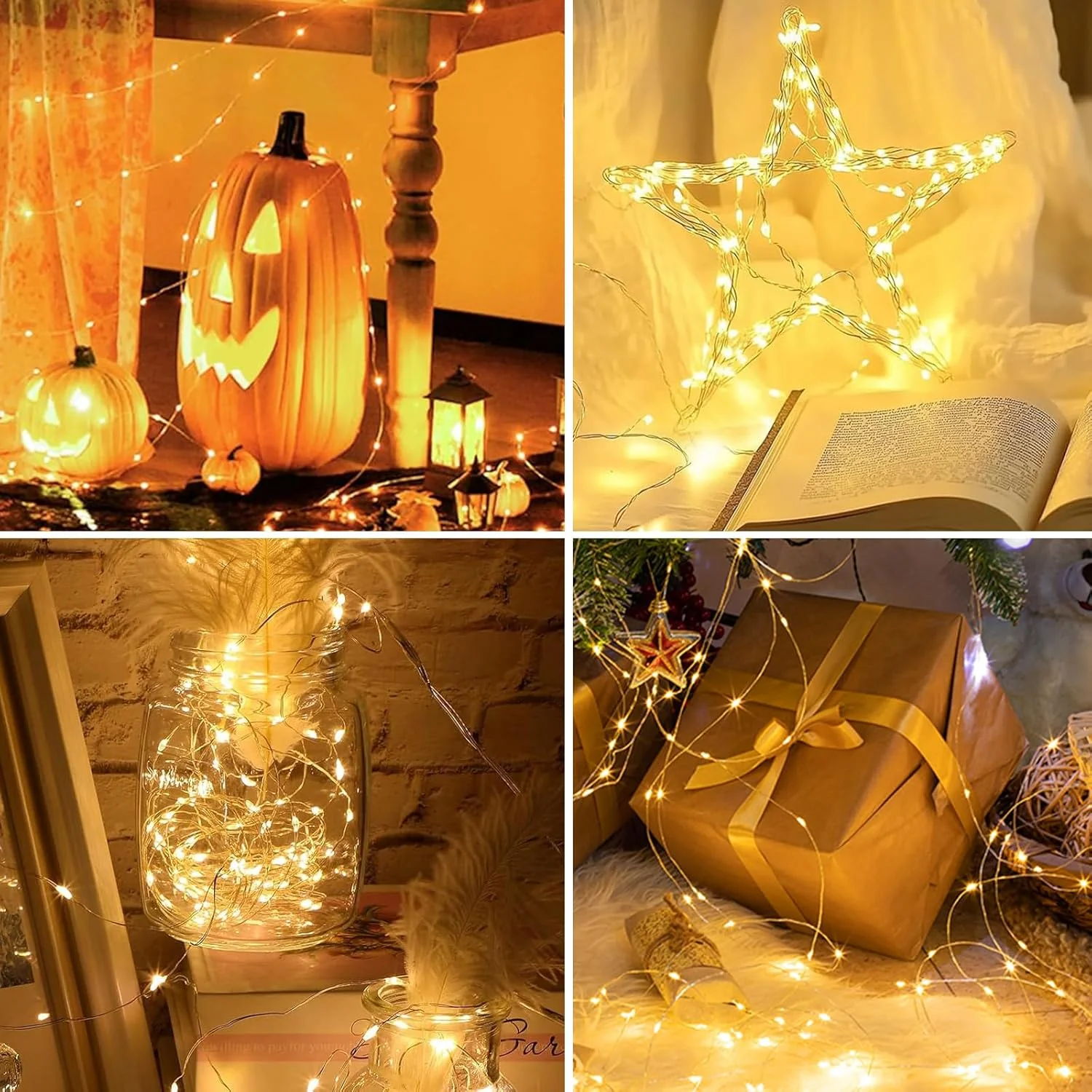 Enchanting 200-LED Copper Twinkle String Lights - USB Powered, Waterproof