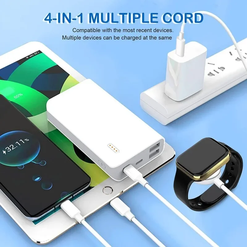 Watch charger Portable 4 in 1 Magnetic Watch Wireless Charger Charging Date Cable For iPhone 15 14 13 12 11 Pro Max iWatch 8 Ultra 7 6 SE 5 4