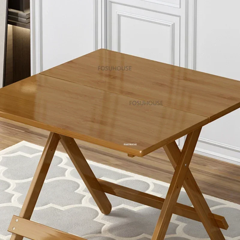 Modern Bamboo Dining Tables Small Apartment Furniture Portable Folding Table Simple Creative Personality Household Square Tables