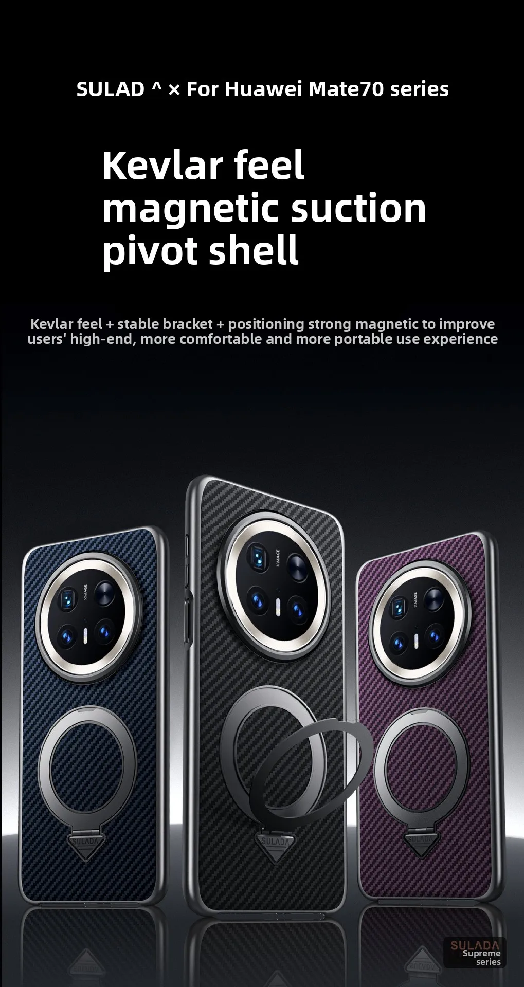 Honor Magic 8 Pro Magnetic Handle MagSafe Case with Carbon Fiber Pattern Kevlar Texture by SULADA 1