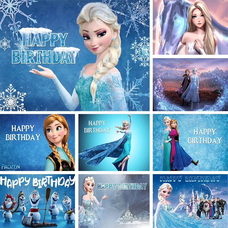Decorazione Sfondo Congelato Compleanno Elsa Anna Disney Princess Party Banner Snow Queen Winter Wonderland Background Photography